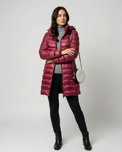 Sophia | Damen ultraleichte Daunenjacke mit Kapuze