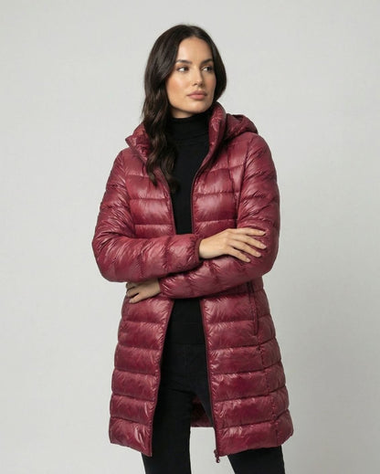 Sophia | Damen ultraleichte Daunenjacke mit Kapuze