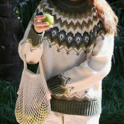 Valentina | Damen norwegischer Strickpullover mit Muster und bequemer Passform