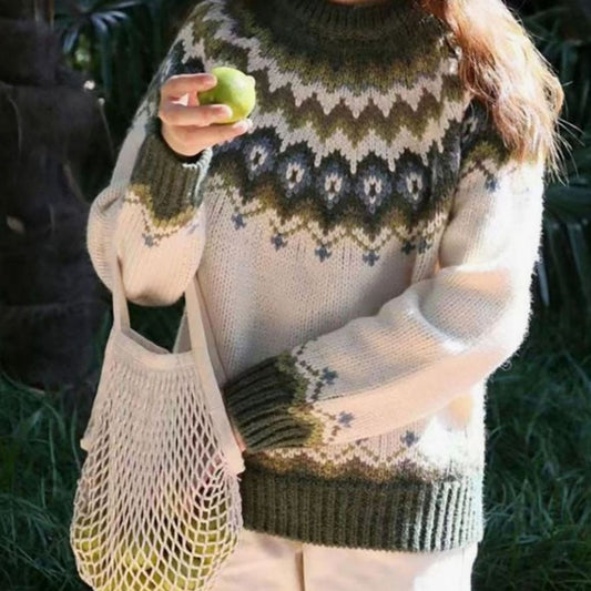 Valentina | Damen norwegischer Strickpullover mit Muster und bequemer Passform