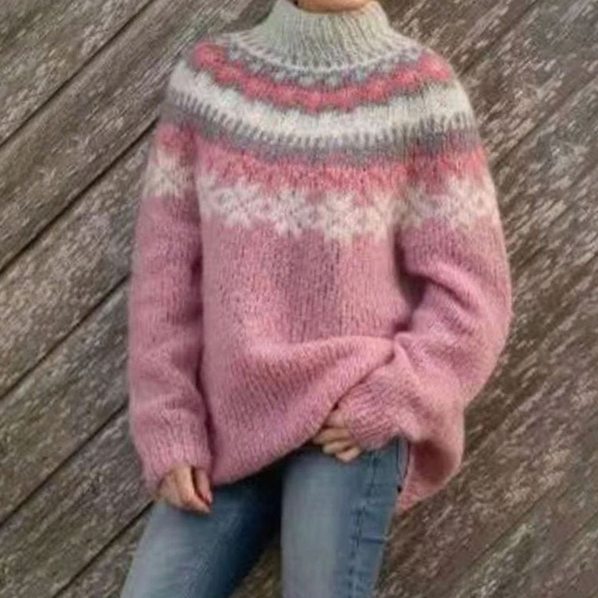 Valentina | Damen norwegischer Strickpullover mit Muster und bequemer Passform
