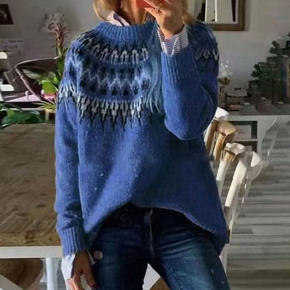 Valentina | Damen norwegischer Strickpullover mit Muster und bequemer Passform