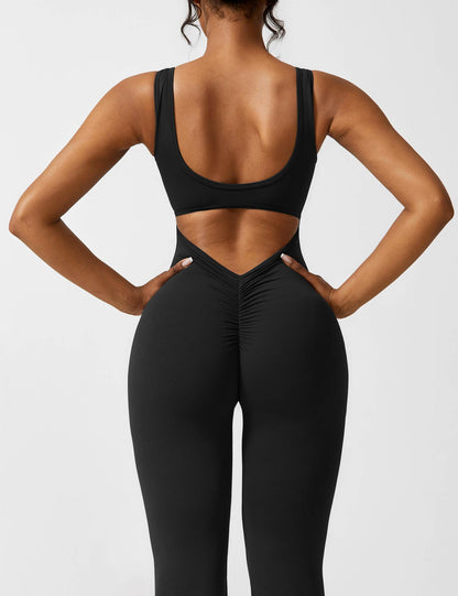 Anni V-neck flared jumpsuit