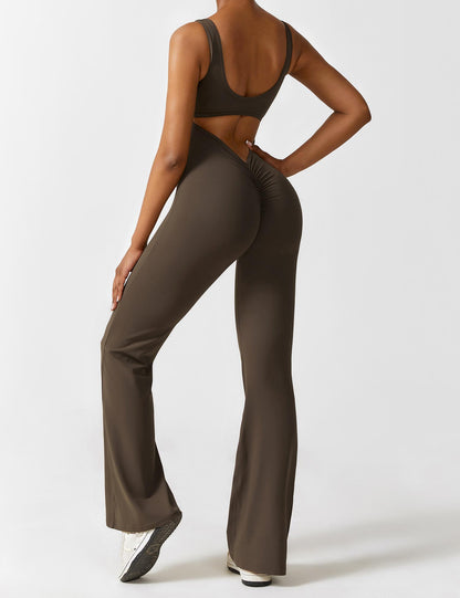 Bina | Damen Jumpsuit ärmellos mit ausgestellten Beinen