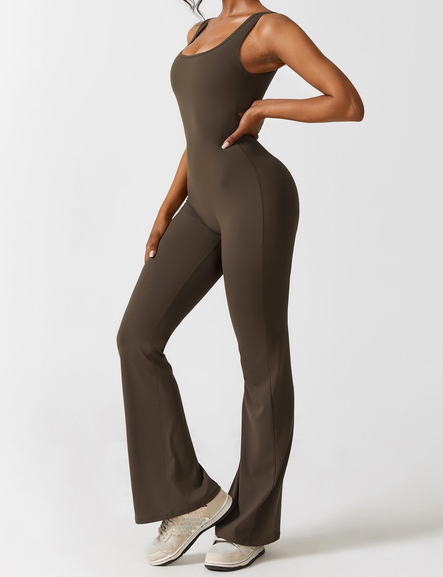 Anni V-neck flared jumpsuit