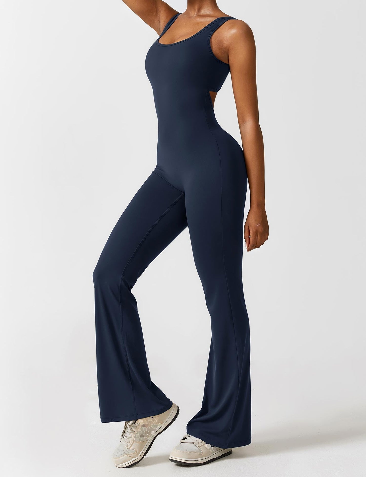 Anni V-neck flared jumpsuit