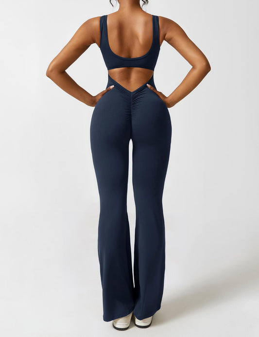Anni V-Ausschnitt Schlaghosen-Jumpsuit